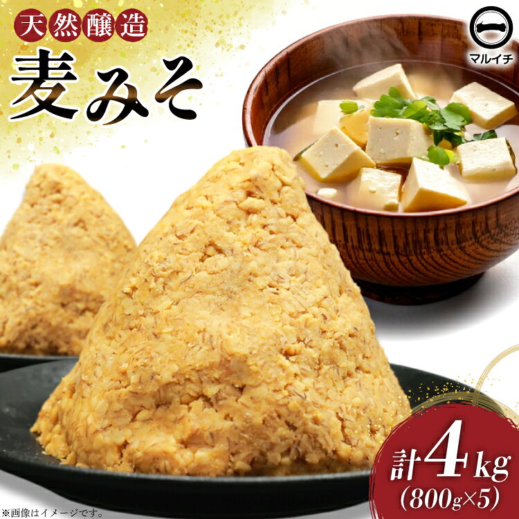 【ふるさと納税】 BI229 天然醸造 麹たっぷり優しい 麦みそ 800g 5個 計4kg [ 味噌 みそ 国産 麦味噌 マルイチ 塚原食品本舗 長崎県 島原市 ]