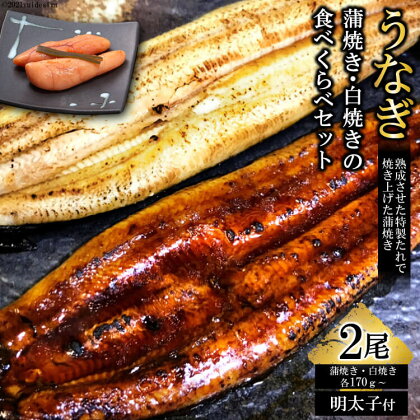 うなぎ蒲焼き・白焼きの食べくらべセット（170g×計2尾）、自家製明太子セット（80g×2）