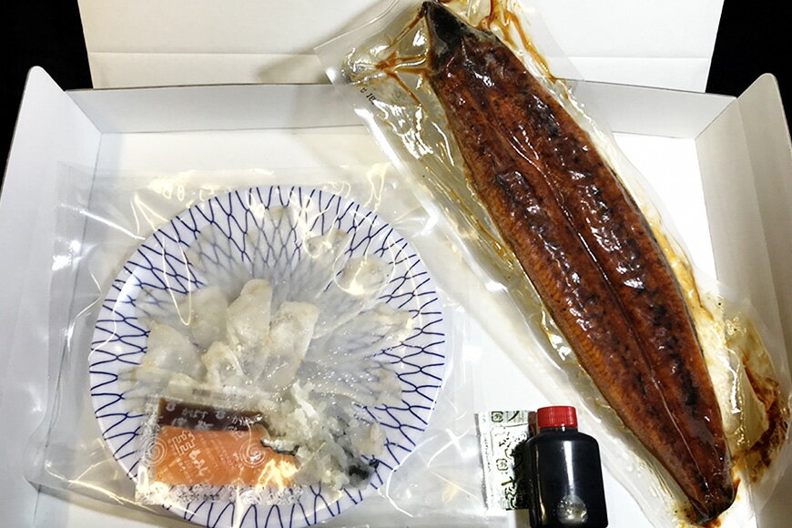 【ふるさと納税】活とらふぐ刺身と国産うなぎの蒲焼き満喫セット（ふぐ刺1皿・蒲焼き1尾）