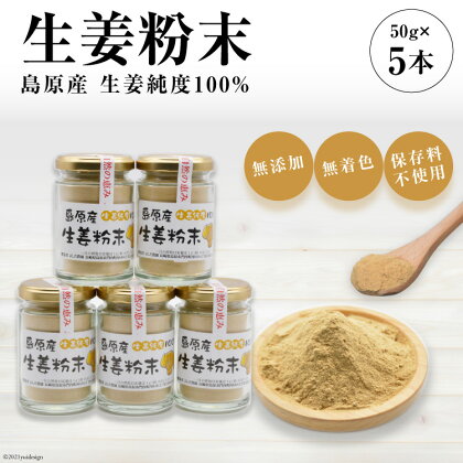 島原産 生姜純度100% 生姜粉末 5本 【無添加 無着色 保存料不使用】