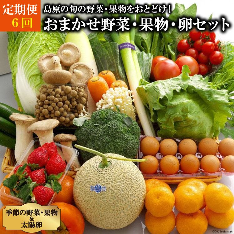 【定期便】【6回】島原の旬の野菜・果物！おまかせ野菜・果物・卵セット 【野菜セット 定期便 野菜 フルーツ 果物 たまご 卵 産地直送 厳選 野菜生活 減農薬 長崎県 島原市 送料無料】