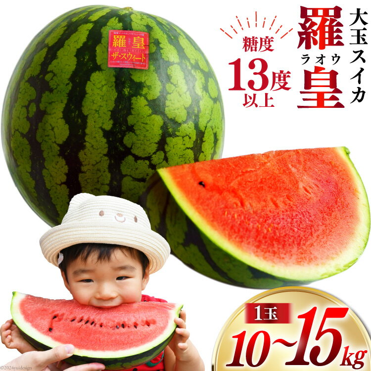 【ふるさと納税】【令和5年度出荷分】超特大！大玉スイカ～羅皇（ラオウ）～（4Lサイズ10kg以上）【先行予約 数量限定 すいか スイカ 西瓜 フルーツ 果物 長崎 長崎県 島原市 送料無料】のサムネイル