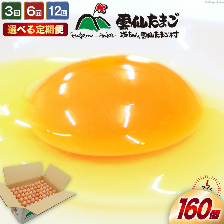 【ふるさと納税】定期便 選べる回数 どっさり！ 雲仙たまごLサイズ 160個(150個＋割れ補償10個入り) [ 卵 たまご 生卵 鶏卵 赤卵 玉子 新鮮 3回 6回 12回 塚ちゃん雲仙たまご村 長崎県 島原市 422037011]