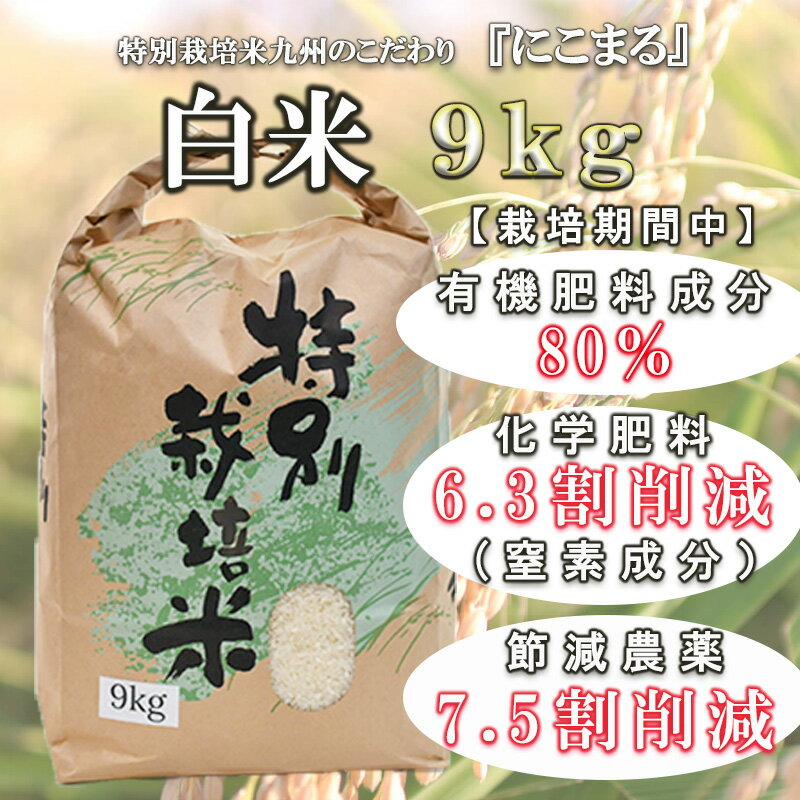 人気ランキング第47位「長崎県諫早市」口コミ数「0件」評価「0」【特別栽培米】九州のこだわり「にこまる」白米9kg / 米 おこめ お米 白米 にこまる / 諫早市 / 上島農産 [AHAS001]