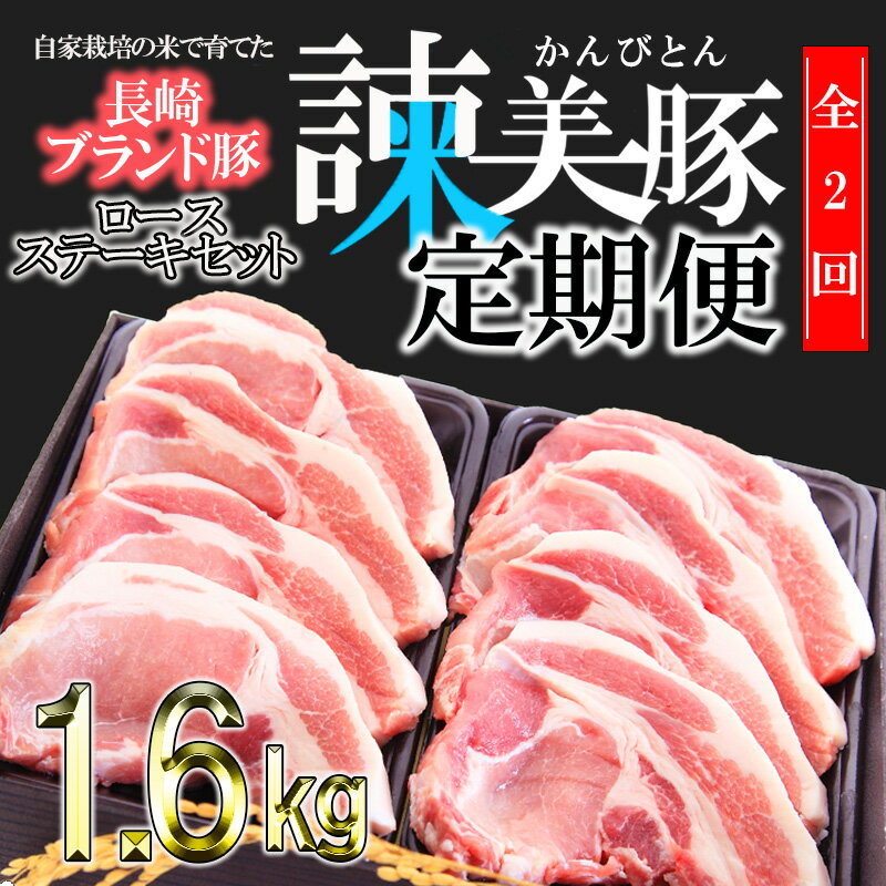 【ふるさと納税】【2回定期便】諫美豚のロースステーキセット8