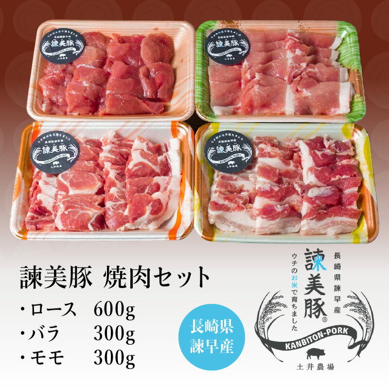 【ふるさと納税】諫美豚焼肉セット計1.2kg / 豚肉 ロース バラ モモ 焼肉 小分け / 諫早市 / 株式会社土井農場 [AHAD057]