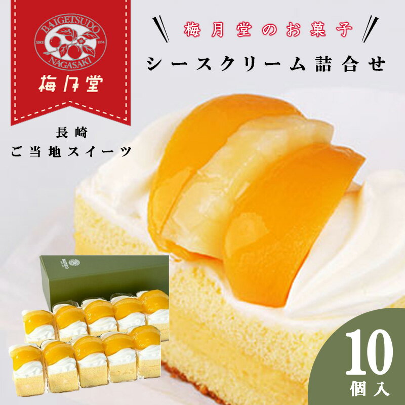 長崎レトロモダンケーキ シースクリーム 10個 / スイーツ シュークリーム ケーキ 菓子 / 諫早市 / 株式会社梅月堂 [AHBN002]