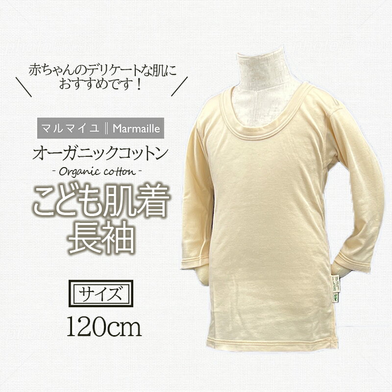 【ふるさと納税】オーガニックコットンこども肌着長袖(120cmサイズ)・日本アトピー協会推薦品 / シャツ 新生児用 赤ちゃん 綿 コットン / 諫早市 / 株式会社美泉 [AHAP020]