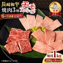 【ふるさと納税】【6回定期便】長崎和牛 モモ焼肉スペシャル 計1kg(モモ600g・肩ロース200g・カルビ200g)/ 牛肉 モモ もも ロース ろーす 肩ロ...