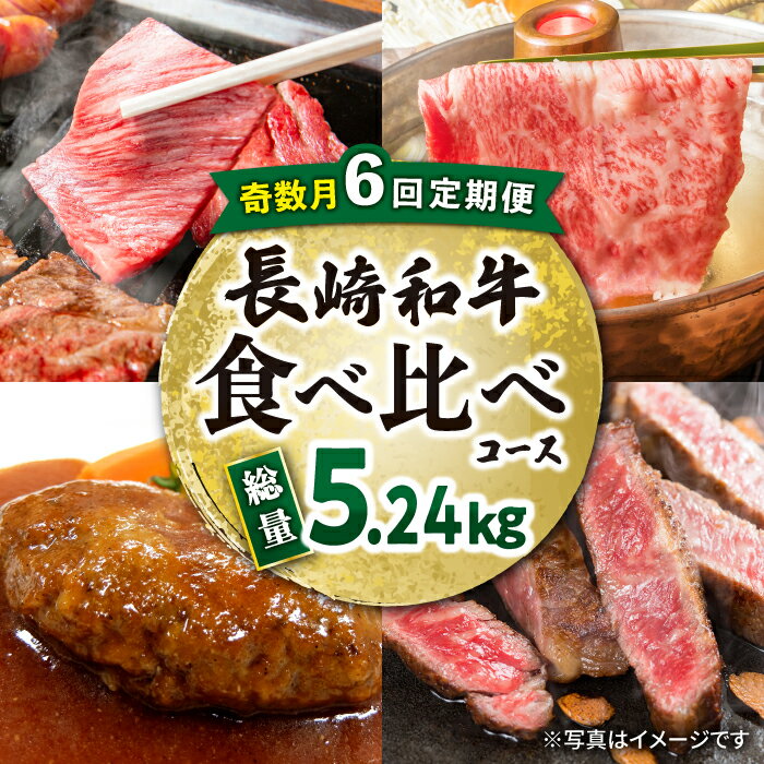 【ふるさと納税】【奇数月6回定期便】 長崎和牛 食べ比べコース 総量約5.24kg / 国産 肉 牛肉 長崎和牛 / 大村市 / おおむら夢ファームシュシュ[ACAA101]