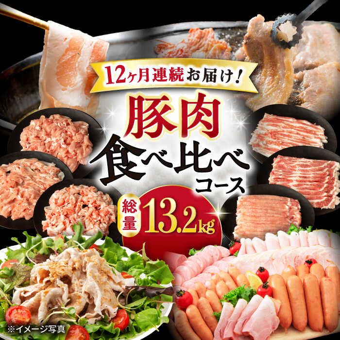 【12回定期便】ナルちゃんファーム豚肉食べ比べコース　総量13.2kg / 豚 豚肉 ハム ウインナー / 大村市 / おおむら夢ファームシュシュ[ACAA095]