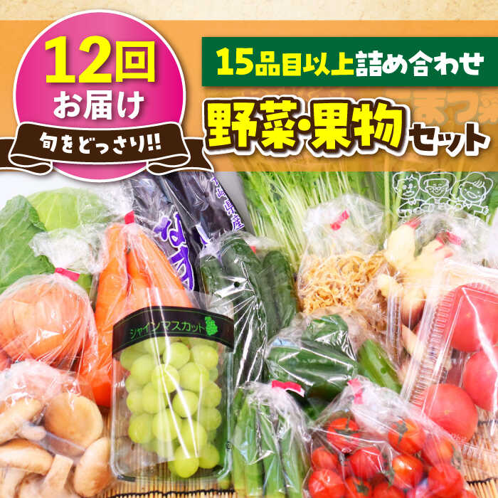 【ふるさと納税】【定期便12回コース】旬の野菜 果物 セット どっさり 15品目以上 野菜 フルーツ 詰合せ 長崎県産 大村市 古瀬青果[ACBD012]･･･