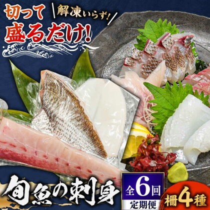 【全6回定期便】 獲れたて 旬魚 の柵 4種 セット（ 刺身 3種＆ イカ 1種）（5～6人前） 【平戸市/舘浦漁業協同組合】[KAA522]