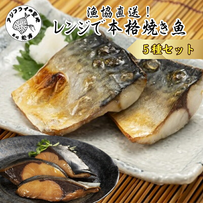 漁協直送!レンジで本格焼き魚5種セット[B3-054] 鯖 サバ さば 鰤 ブリ ぶり 塩焼き みりん焼き 西京焼き 冷凍 レンチン 温めるだけ 魚 魚介類 海産物 海の幸