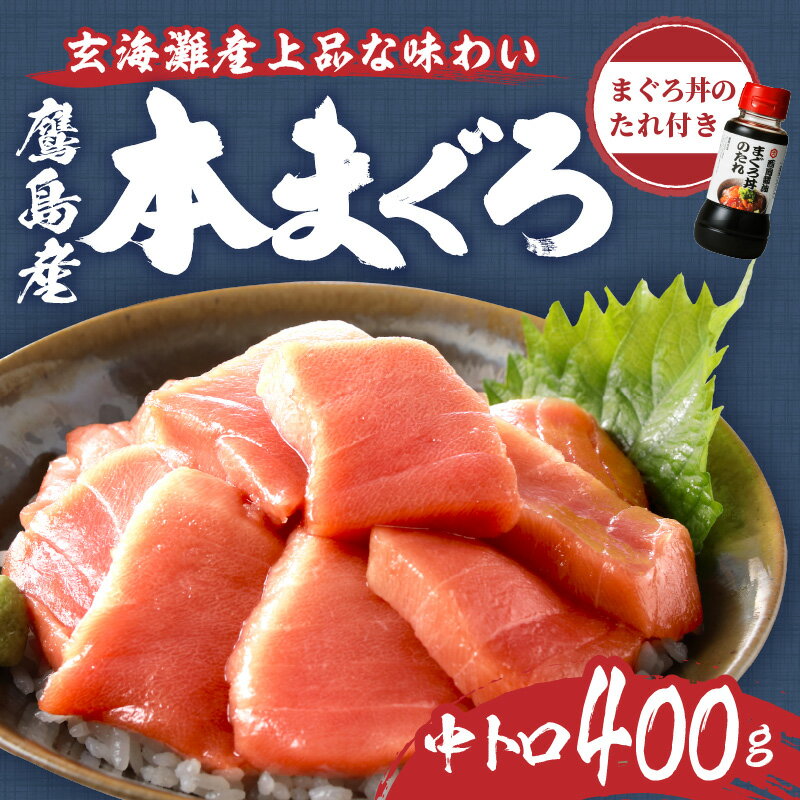 【ふるさと納税】鷹島産本まぐろ 中トロ400g(まぐろ丼たれ付き)【B7-017】 鷹島産 本マグロ 鮪 まぐろ 中トロ 400g 魚 生魚 刺身 海鮮 養殖 柵 年始