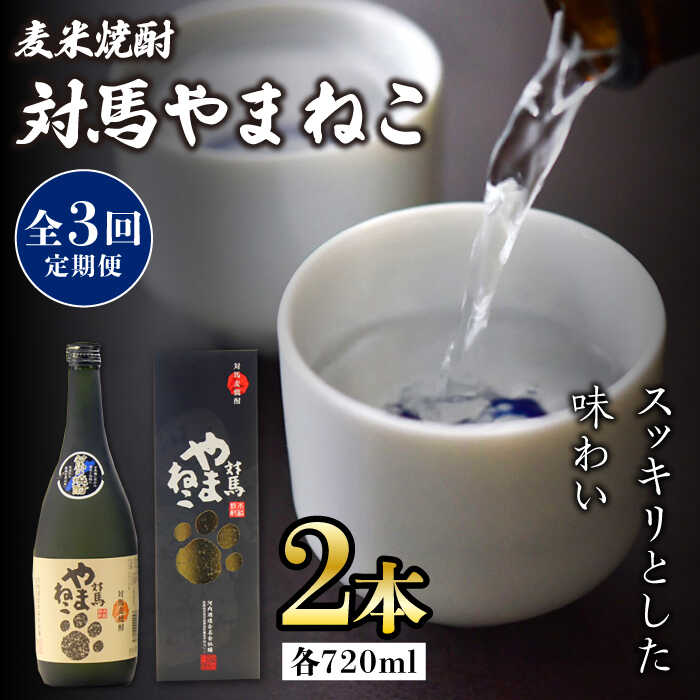 【ふるさと納税】【全3回定期便】麦米焼酎 対馬やまねこ 25度 720ml 2本セット《対馬市》【株式会社サイキ】対馬 酒 贈り物 米焼酎 プレゼント 焼酎[W...