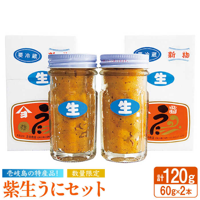 ムラサキウニ 【ふるさと納税】【2024年予約受付中】紫生うに 2本×60g《壱岐市》【吉田商店】 [JAK001] ウニ 雲丹 生うに ムラサキウニ 紫ウニ 海産物 海鮮 ご飯のお供 ごはんのおとも 瓶詰 瓶 27000 27000円 冷凍配送