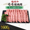 【ふるさと納税】【全6回定期便】《A4～A5ランク》 壱岐牛 モモ 600g（焼肉用）《壱岐市》【壱岐市農業協同組合】 [JBO108] 冷凍配送 黒毛和牛 A5ランク 肉 牛肉 モモ 焼肉 焼き肉 BBQ 赤身 定期便 焼肉用