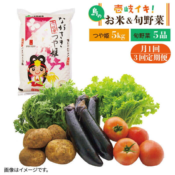 【ふるさと納税】【全3回定期便】壱岐産 つや姫 5kg・旬の野菜 5品《壱岐市》【壱岐市農業協同組合】 [..