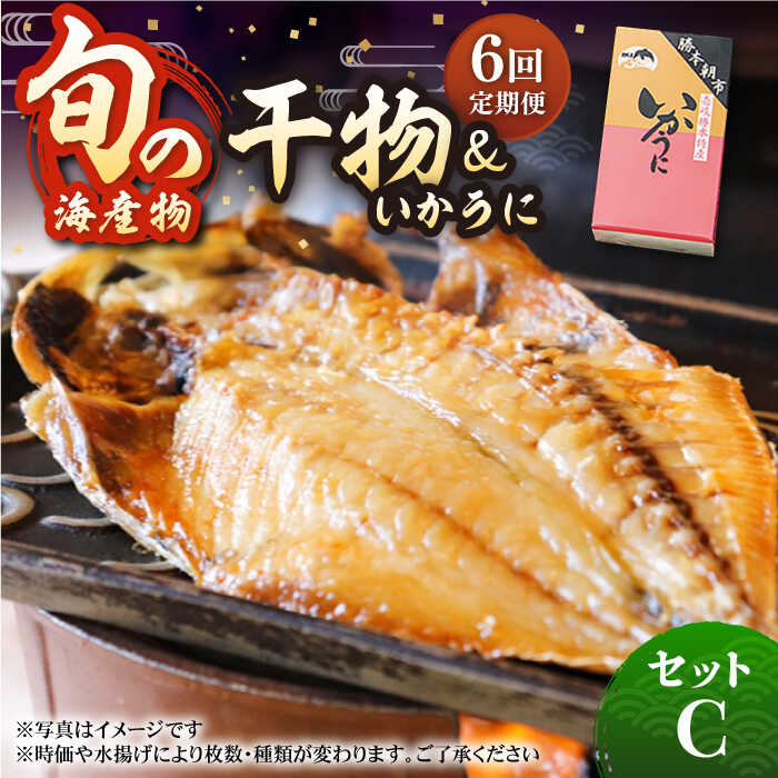 【ふるさと納税】【全6回定期便】旬の海産物 干物詰め合わせ Cセット 《壱岐市》【マルミ海産物】[JCY013] 120000 120000円 12万円 干物 ひもの アジ イワシ イカ みりん干し タイ 雲丹 朝食 手作り 冷凍配送