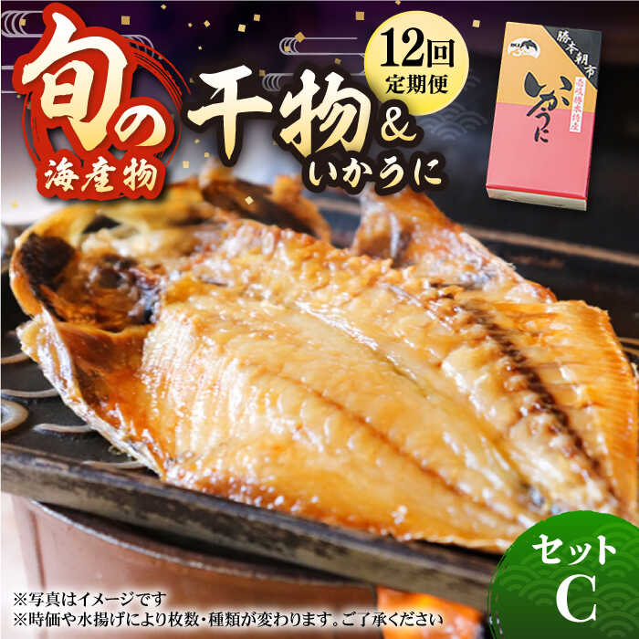 【ふるさと納税】【全12回定期便】旬の海産物セットC 干物 ひもの みりん干し アジ イワシ サンマ タイ カマス イカ ウニ 詰め合わせ 定期便 [JCY014]