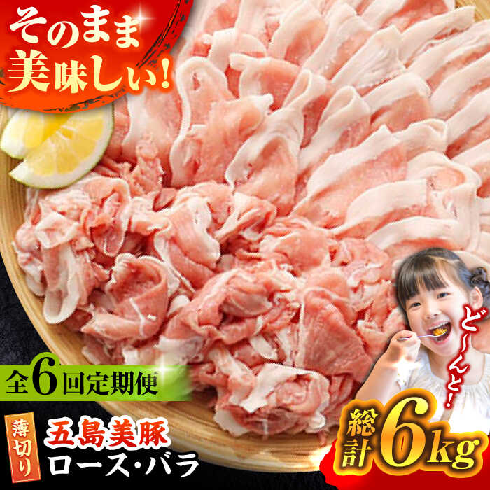 [全6回定期便] 五島美豚 薄切り セット ロース・バラ1kg 五島市/ごとう農業協同組合 [PAF012] 国産牛 牛肉 ブランド牛 焼き肉