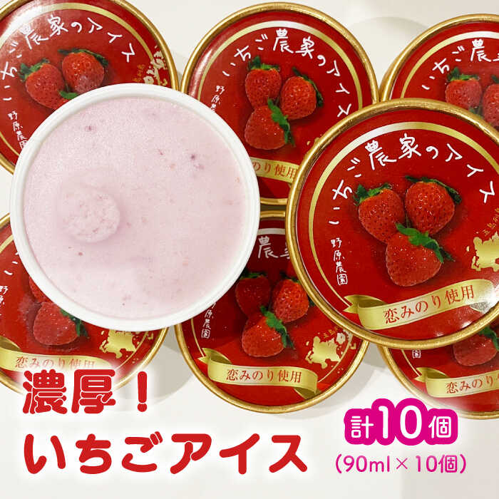 [濃厚で甘酸っぱいいちごの香りがたまらない]五島産 いちごアイス 10個入 恋みのり いちご 苺 アイスクリーム ミルク 五島市/野原農園 
