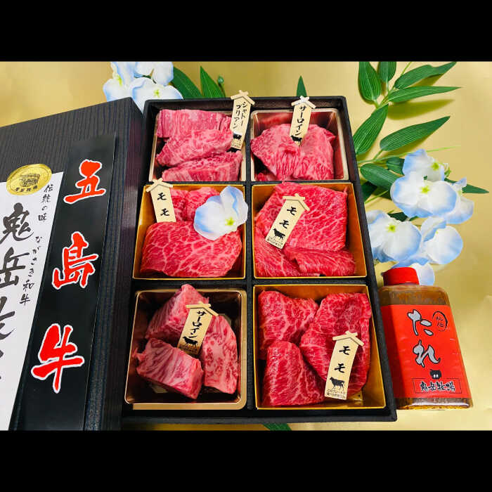 【ふるさと納税】【日時指定必須】長崎和牛 五島牛 松花堂焼肉セットD（510g）（ソース付） 五島市/鬼岳牧場[PEK036] 国産牛 牛肉 ブランド牛 セット