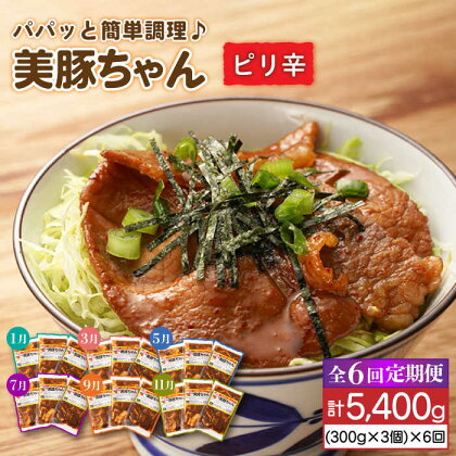 【全6回定期便】味付け豚肉 美豚ちゃん ピリ辛300g×3個【長崎フードサービス】 [PEL008]