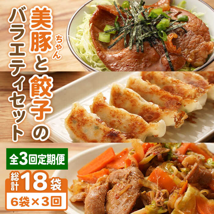 【ふるさと納税】【全3回定期便】美豚ちゃん2種・餃子セット 各2袋 味付け豚肉 冷凍餃子 五島市/長崎フードサービス [PEL028]