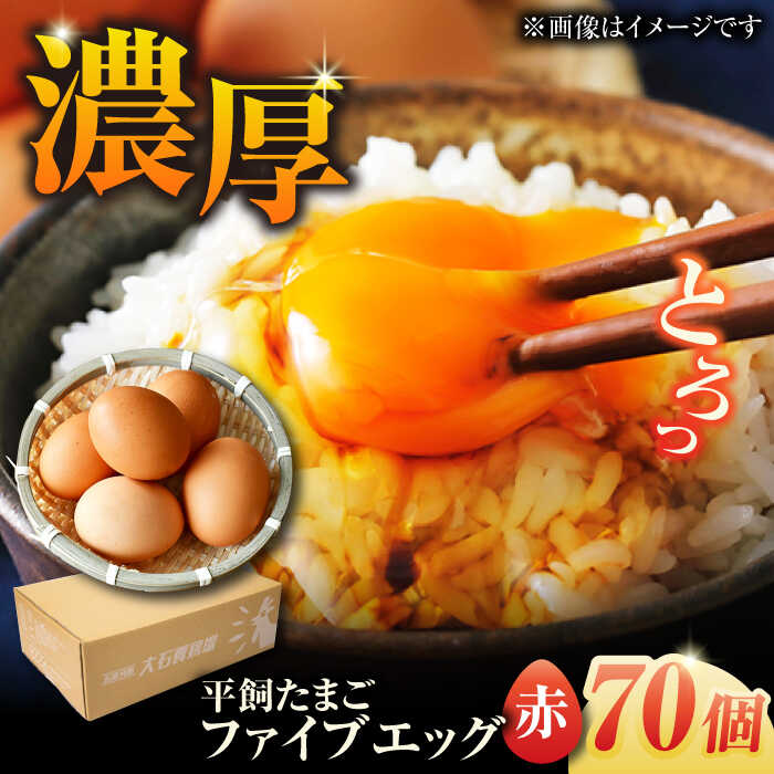 【ふるさと納税】【箱入り】平飼たまご ファイブエッグ M〜Lサイズ 70個 / 5EGG 卵 赤玉子五島市 / 五島列島大石養鶏場[PFQ009] 玉子 タマゴ 鶏卵 希少 五島列島