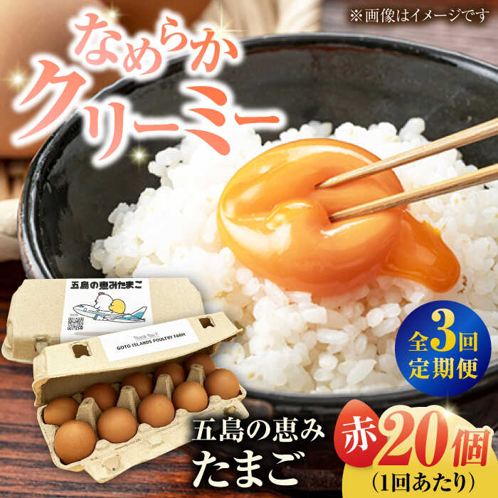 【ふるさと納税】【全3回定期便】【ギフトBOX】五島の恵みたまご M〜Lサイズ 20個入 / 卵 赤玉子 五島市 / 五島列島大石養鶏場[PFQ011] 玉子 タマゴ 鶏卵 希少 五島列島