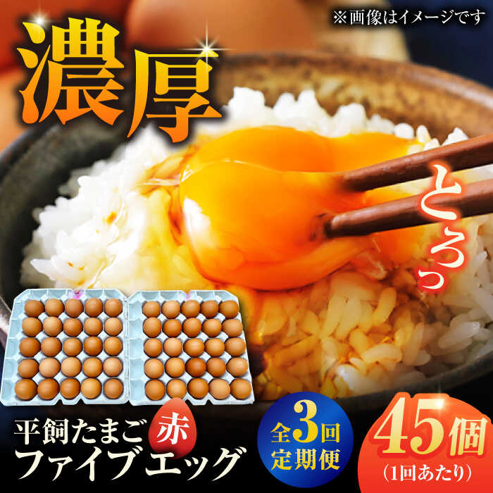 【ふるさと納税】【3回定期便】【箱入り】平飼たまご ファイブエッグ M〜Lサイズ 45個 / 5EGG 卵 赤玉子 五島市 / 五島列島大石養鶏場[PFQ042] 玉子 タマゴ 鶏卵 希少 五島列島