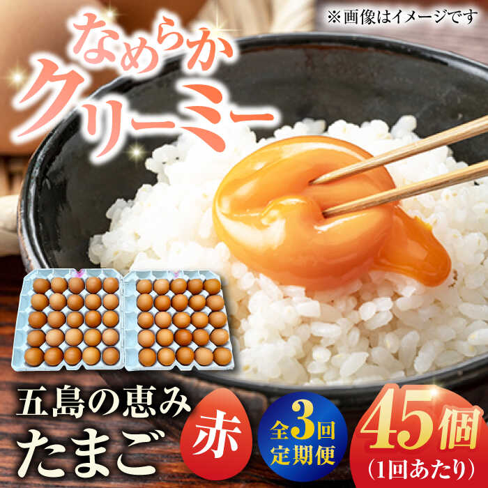 【ふるさと納税】【3回定期便】【箱入り】五島の恵みたまご M〜Lサイズ 45個入 / 卵 赤玉子 五島市 / 五島列島大石養鶏場[PFQ048] 玉子 タマゴ 鶏卵 希少 五島列島