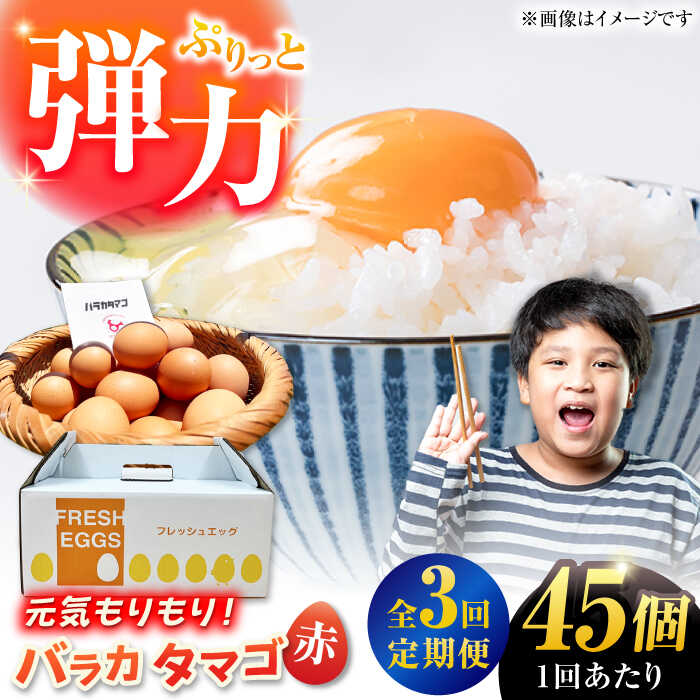 【ふるさと納税】【全3回定期便】【箱入り】バラカタマゴ 45個入 M〜Lサイズ 卵 玉子 たまご 国産 五島市 / 五島列島大石養鶏場[PFQ060] 玉子 タマゴ 鶏卵 希少 五島列島