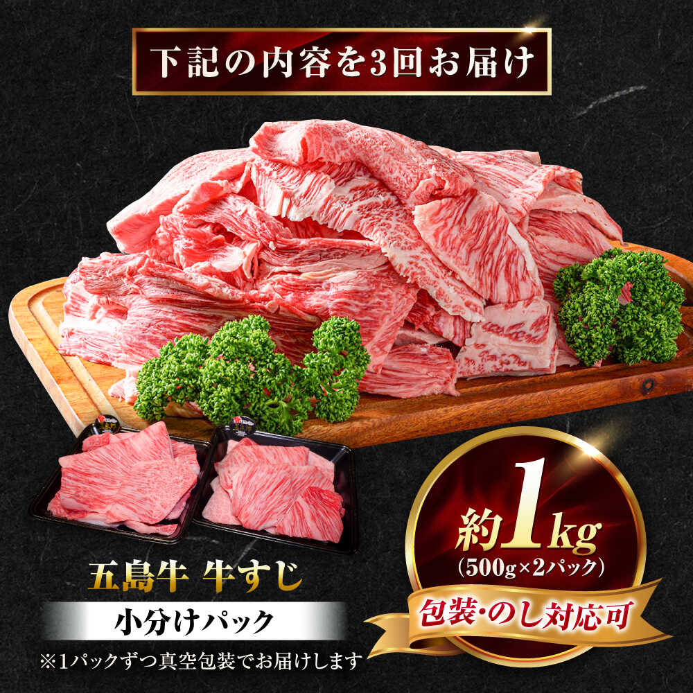 【ふるさと納税】【3回定期便】五島牛 牛すじ1kg（500g×2P）五島市/meat shop FUKU[PHF006] f422118-goto-10003164 長崎県五島市 サンプル画像2