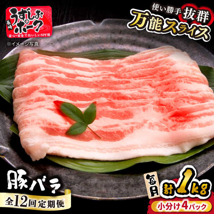 【ふるさと納税】【 訳あり 】【12回 定期便 】 うずしおポーク 豚バラ スライス 約 1kg ＜スーパーウ..