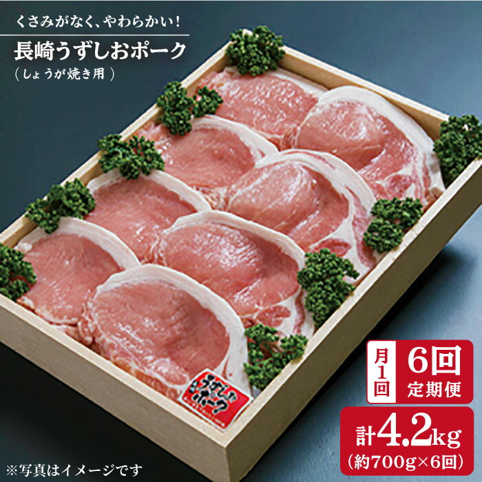 【ふるさと納税】【訳あり】【月1回700g×6回定期便】長崎うずしおポーク（生姜焼き用）＜スーパーウエ..