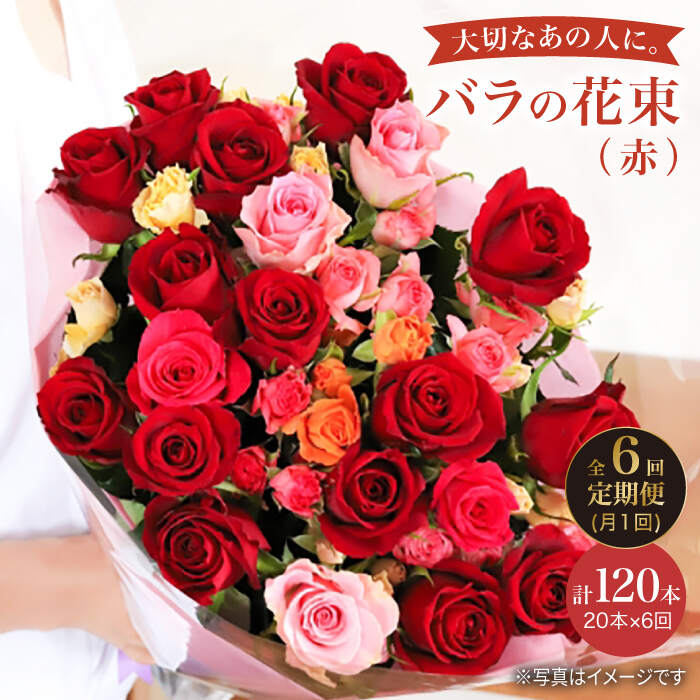 【6回定期便】【記念日には バラ を送ろう】 バラ の 花束 （赤）＜花工房るふらん＞ [CCR021] 長崎 西海 花 花束 お祝い ギフト プレゼント 記念日 誕生日