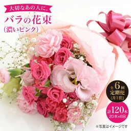 【ふるさと納税】【6回定期便】【記念日には バラ を送ろう】 バラ の 花束 （濃い ピンク ）＜花工房るふらん＞ [CCR024] 長崎 西海 花 花束 お祝い ギフト プレゼント 記念日 誕生日