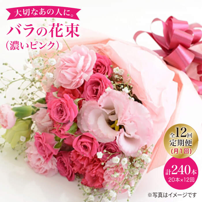 【12回定期便】【記念日には バラ を送ろう】 バラ の 花束 （濃い ピンク ）＜花工房るふらん＞ [CCR025] 長崎 西海 花 花束 お祝い ギフト プレゼント 記念日 誕生日