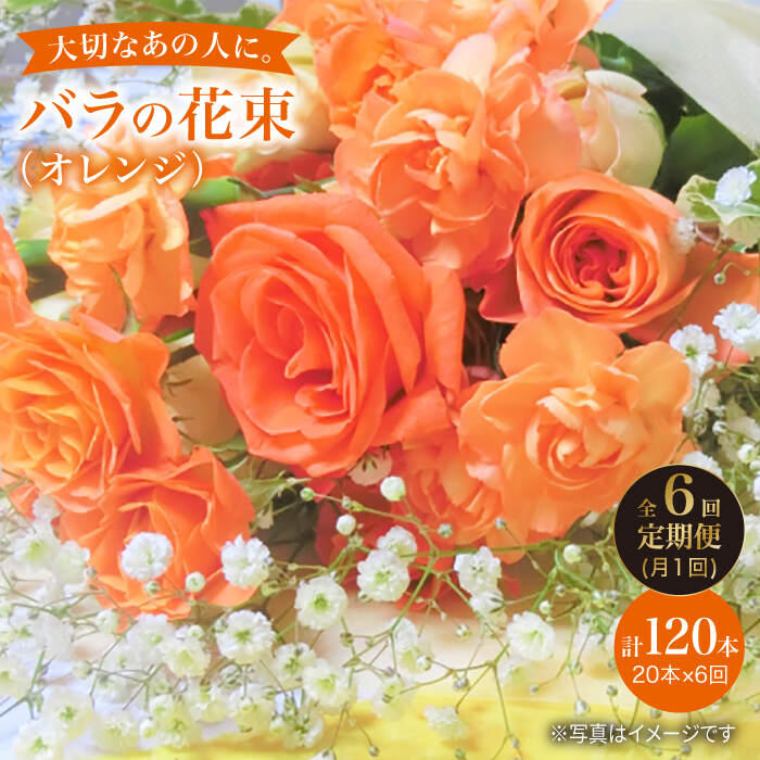 【6回定期便】【記念日には バラ を送ろう】 バラ の 花束 （ オレンジ ）＜花工房るふらん＞ [CCR030] 長崎 西海 花 花束 お祝い ギフト プレゼント 記念日 誕生日