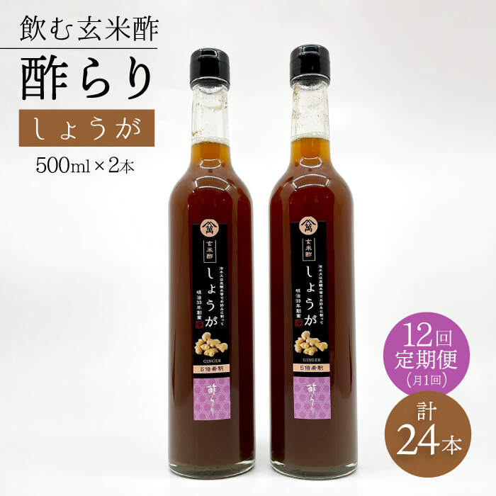 【飲む玄米酢】 【12回定期便】酢らり 大瓶2本セット（しょうが）＜川添酢造＞ [CDN097]