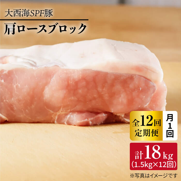 【ふるさと納税】【訳あり】【月1回約1.5kg×12回定期便】大西海SPF豚 肩ロースブロック 計18kg＜大西海..