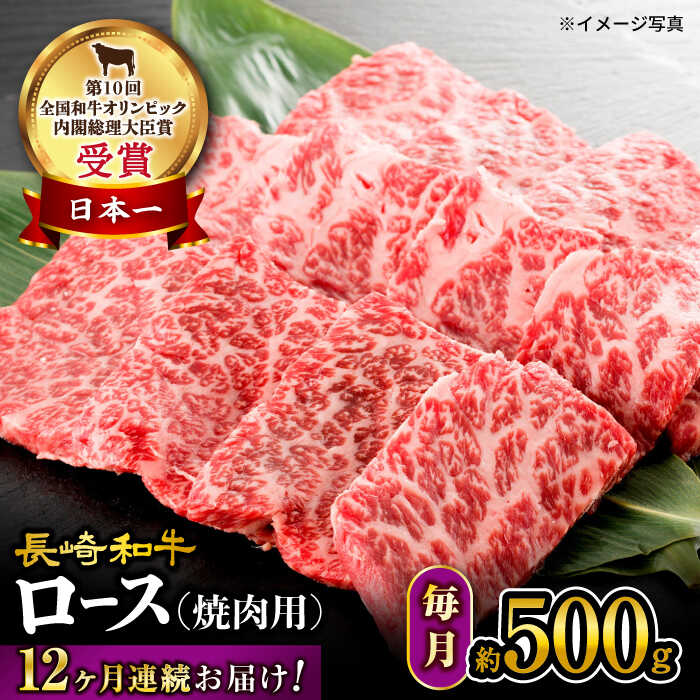 【 訳あり 】【12回 定期便 】 長崎和牛 ロース 焼肉用 約500g×12回定期便＜大西海ファーム＞ [CEK146] 長崎 和牛肉 食品 肉類 国産 ブランド牛 牛肉 ロース こだわり 焼肉 BBQ 定期便