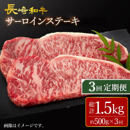 【訳あり】【3回定期便】 長崎和牛 サーロイン ステーキ 約500g（2枚） 【大西海ファーム食肉加工センター】 [CEK179]