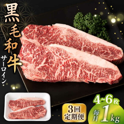 【3回定期便】 【赤身本来のコクと旨味！】 九州産黒毛和牛 サーロインステーキ 1kg（4～6枚） ＜宮本畜産＞[CFA034]