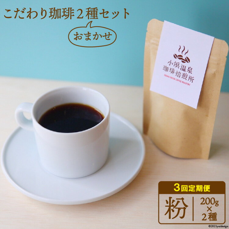 【ふるさと納税】【3回定期便】自家焙煎コーヒー[粉] 200g×2種 / 小浜温泉珈琲焙煎所 / 長崎県 雲仙市 [item0571] / コーヒー 珈琲 自家焙煎 粉 定期便