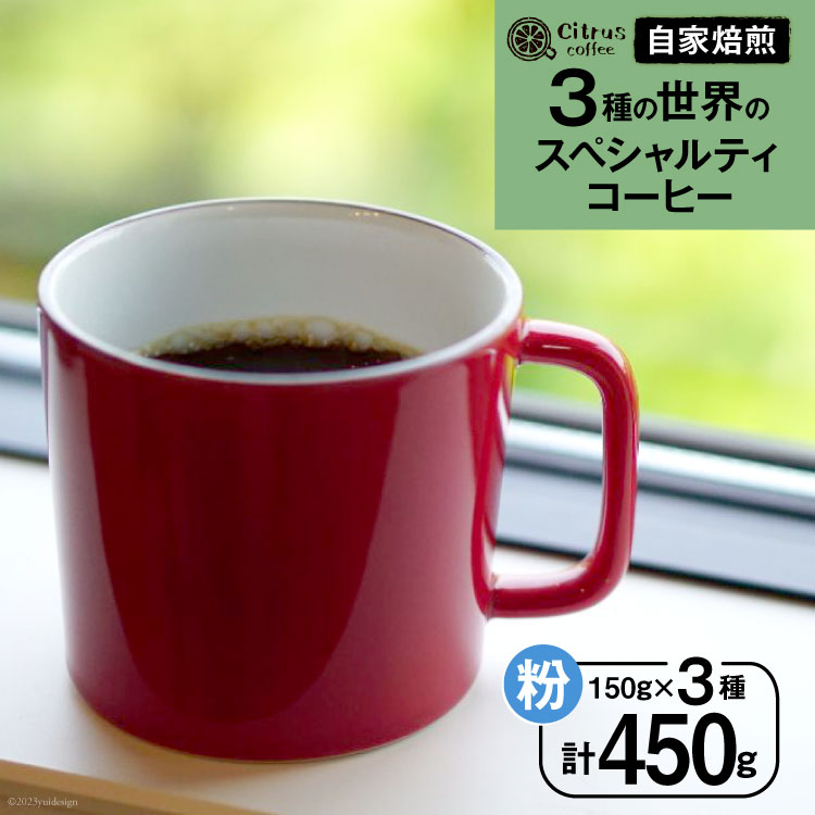 【ふるさと納税】3種の世界のスペシャルティコーヒー飲み比べセット【粉】150g×3種 計450g [Citrus coffee 長崎県 雲仙市 item0954] コーヒー 珈琲 飲み比べ セット