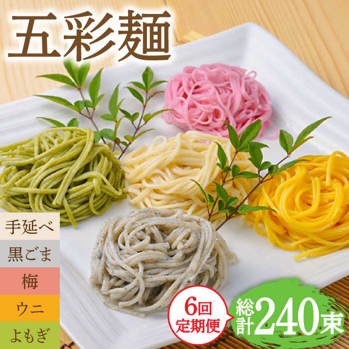 【ふるさと納税】【6回定期便】五彩麺 セット 40束 / そうめん 素麺 黒ごま 梅 うに よもぎ / 麺 乾麺 食べ比べ 詰め合わせ カラフル / 南島原市 ...